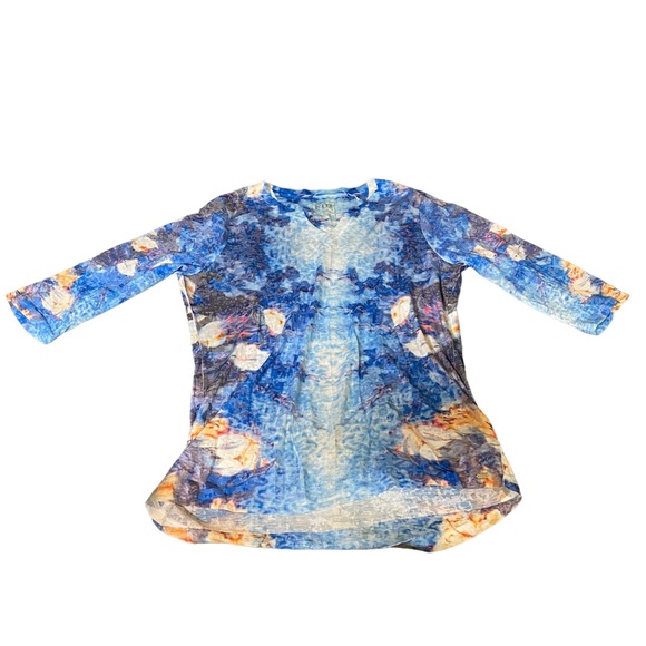 FDJ 3/4 Sleeve Colorful Tunic with Rhinestones - Picture 3 of 7